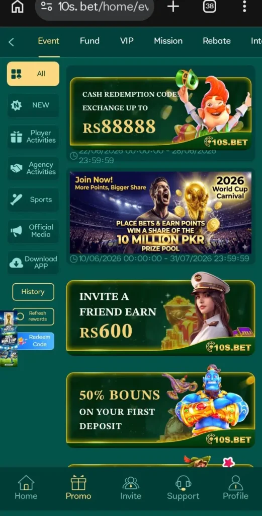 10S.BET Game bonuses