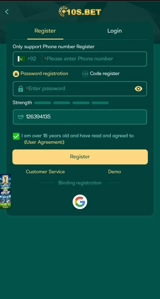 10S.BET Game registration