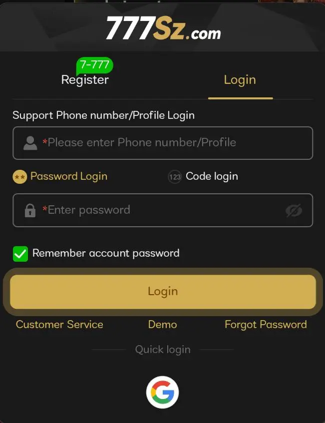 777 Sz Game login