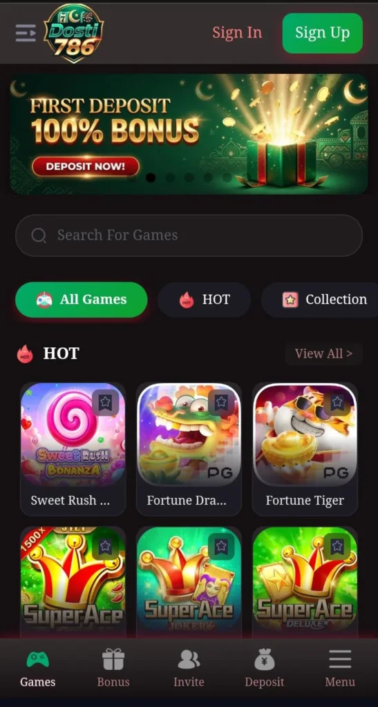 Dosti786 Game interface