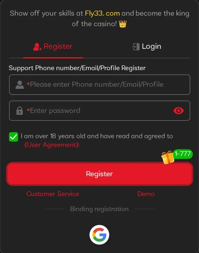 Fly 33 Game registration