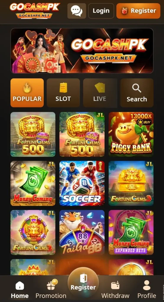Gocash pk Game interface