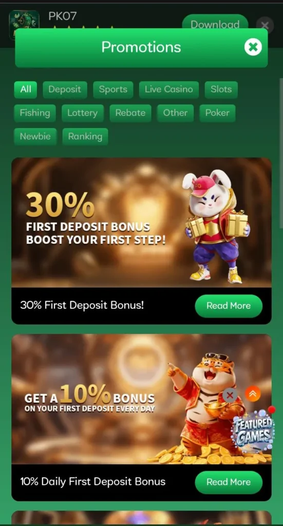 PK07 Game bonuses