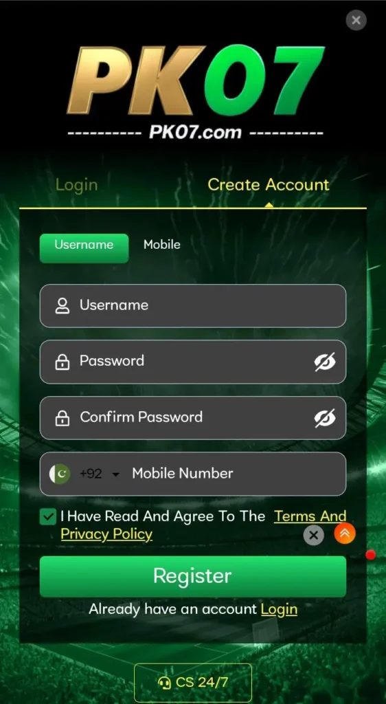 PK07 Game register