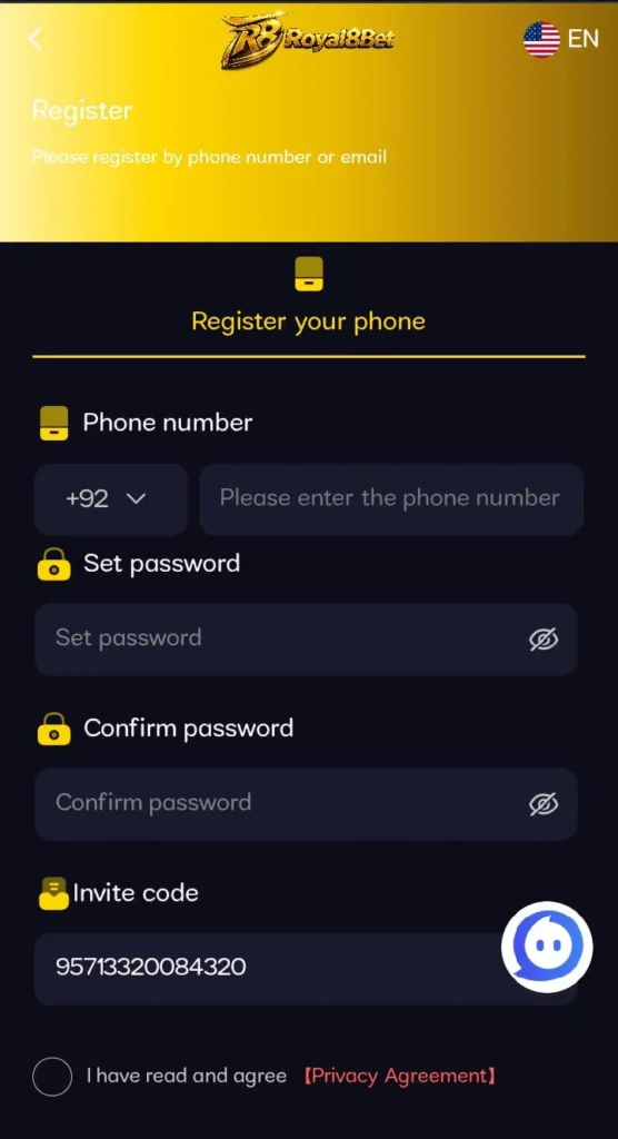 ROYAL8 BET Game register