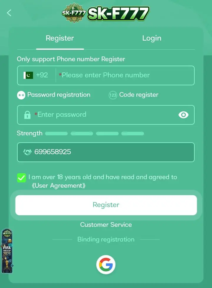 SKF 777 Game registration