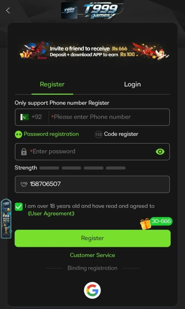 T9 99 Game registration